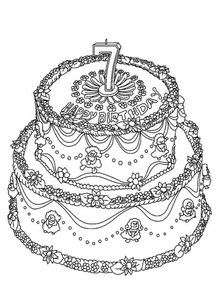 Тортик раскраска для детей