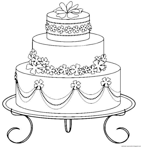 Торт раскраска для детей