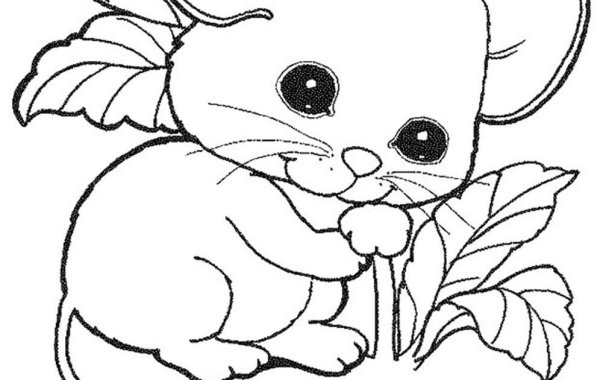 Раскраска мышонок с грибочком