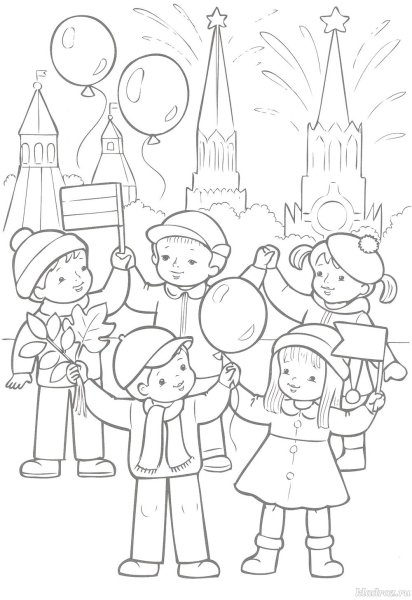 Праздничный город раскраска