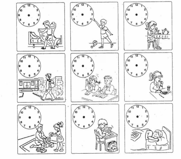 Режим дня раскраска для детей