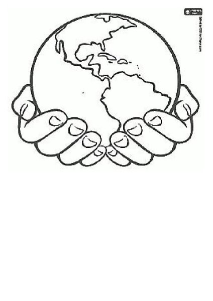 Планета в руках раскраска