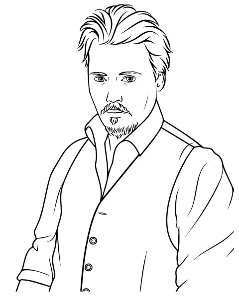 Джонни Депп раскраска