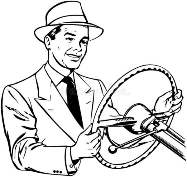 Черно-белое изображение водителя