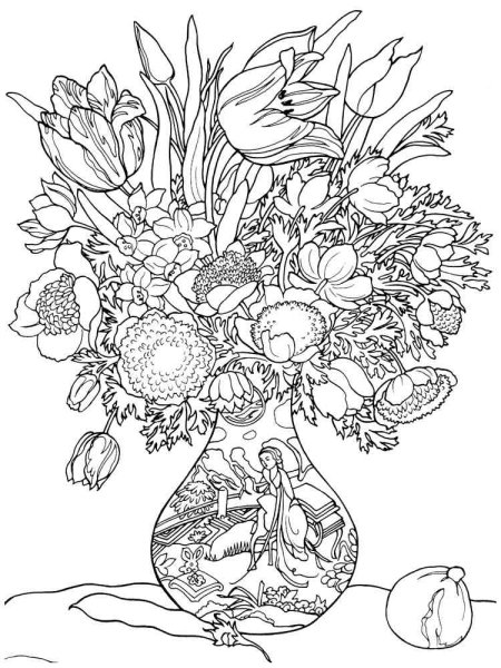 Раскраска натюрморт с цветами