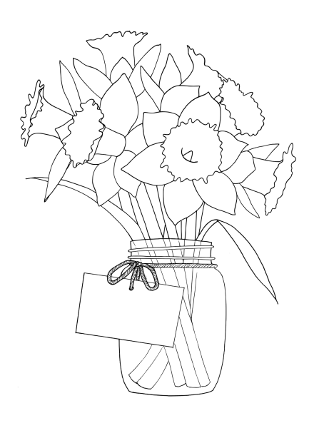 Букет нарциссов раскраска