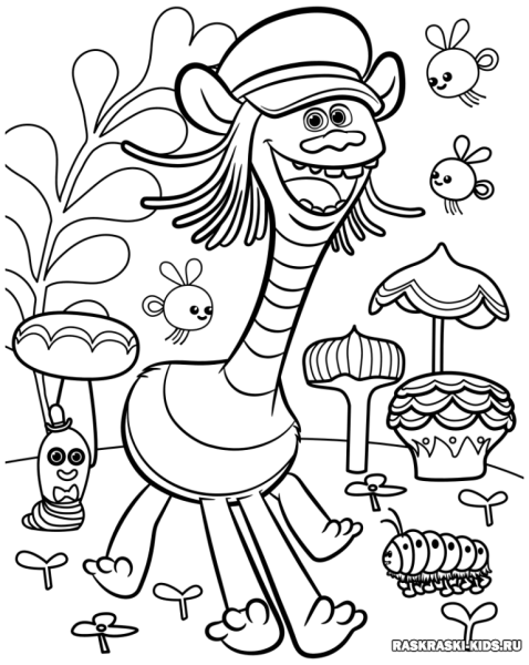 Раскраска Тролли мировой тур