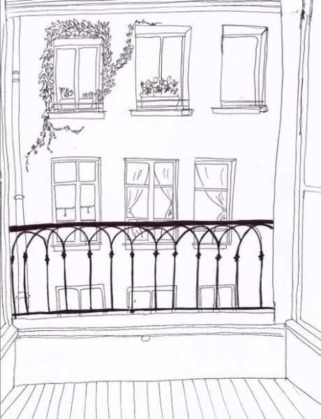 Балкон карандашом