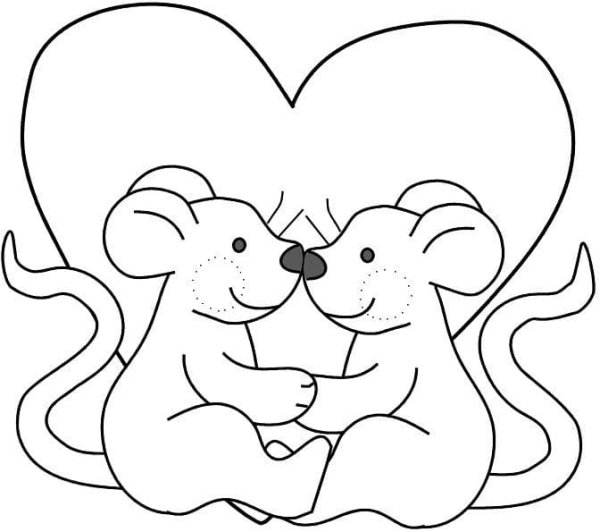 Раскраска животные с сердечком