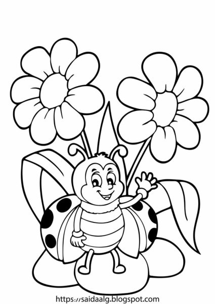 Раскраска пчела на цветке