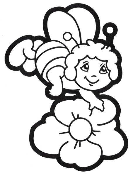 Раскраска Пчелка на цветке