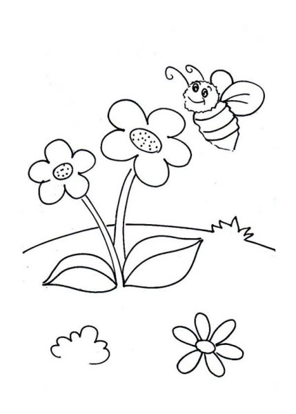 Пчела на цветке рисунок
