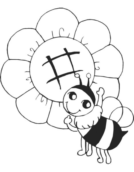 Цветочки пчелки раскраски