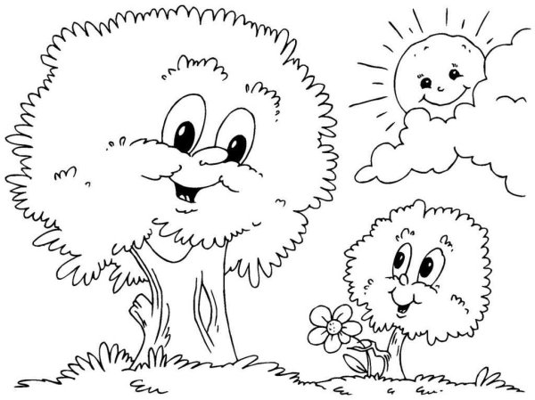 Дерево раскраска для детей