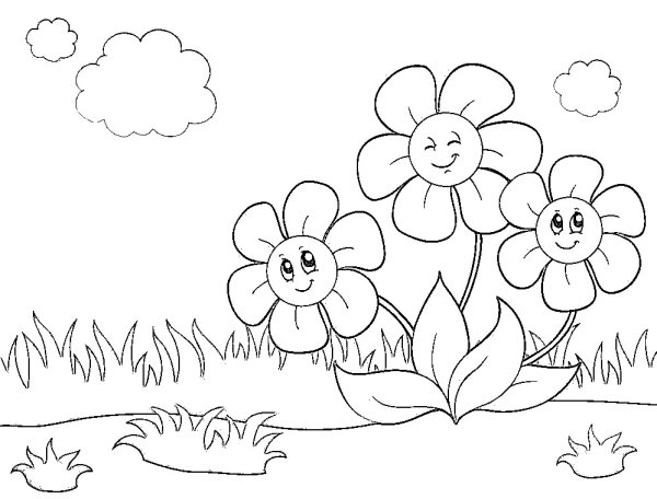 Полянка раскраска для детей