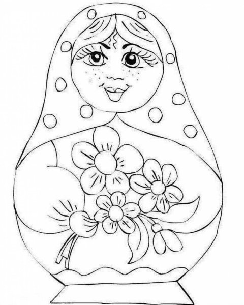 Матрешка раскраска для детей