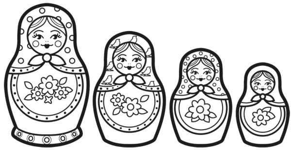 Матрешки раскраски маленькая и большая