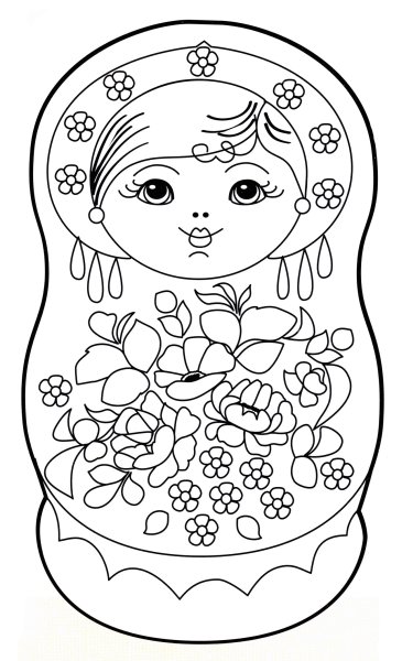 Хохломская Матрешка раскраска