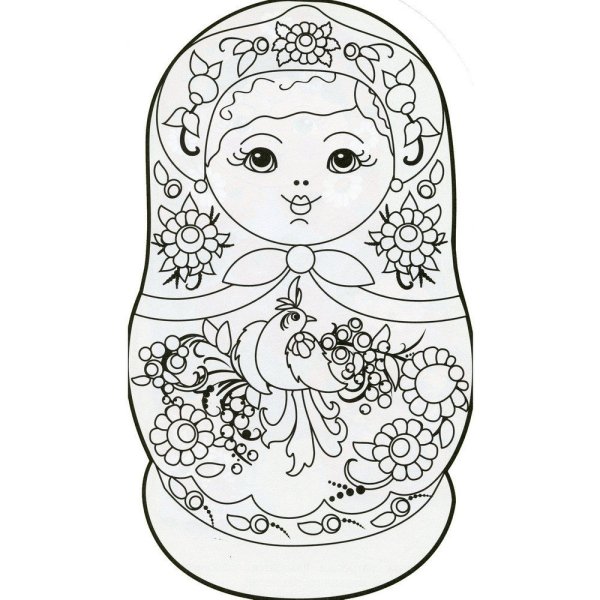 Семеновская Матрешка разукрашка