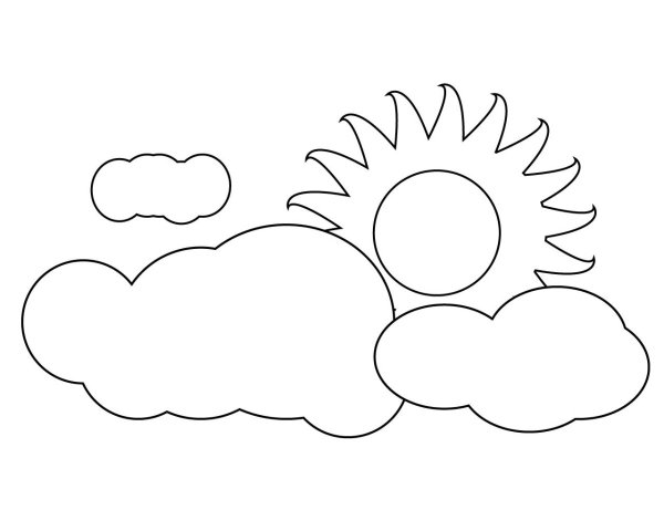 Раскраска солнце и облака