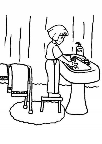 Раскраска дети умываются