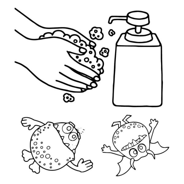 Раскраска мыть руки для детей