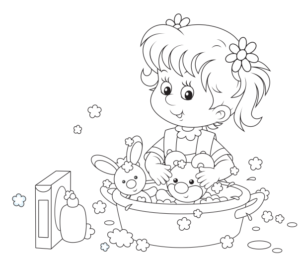 Раскраска умывание для детей