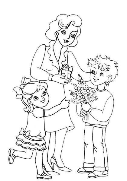 Мама раскраска для детей