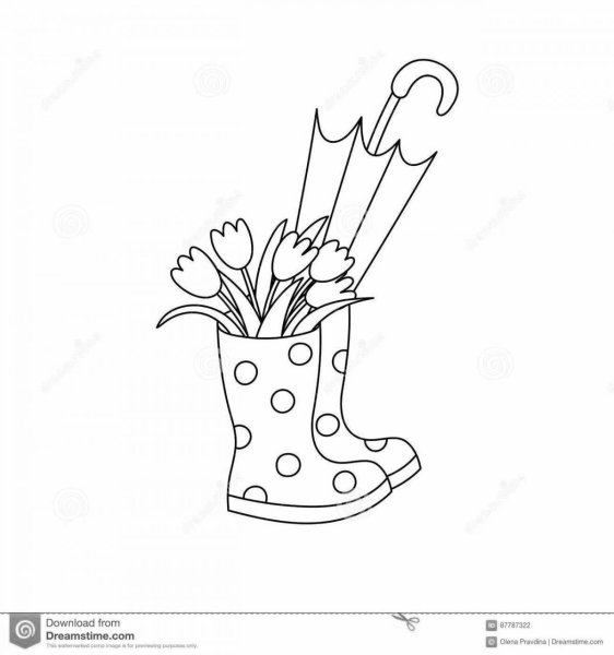 Раскраска зонтик и сапоги резиновые