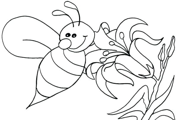 Раскраска Пчелка на цветке