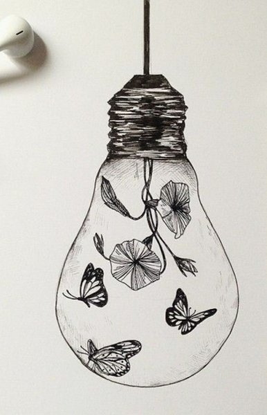 Зарисовки для скетчбука в лампочке
