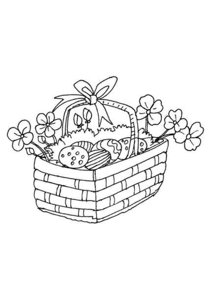 Раскраска корзина с цветами для детей 6 лет
