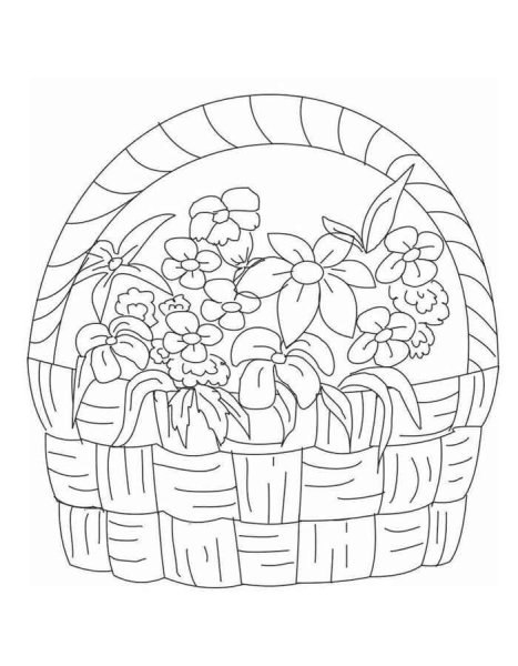 Корзинка с цветами раскраска