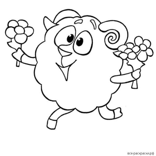 Разукрашка Смешарики Бараш