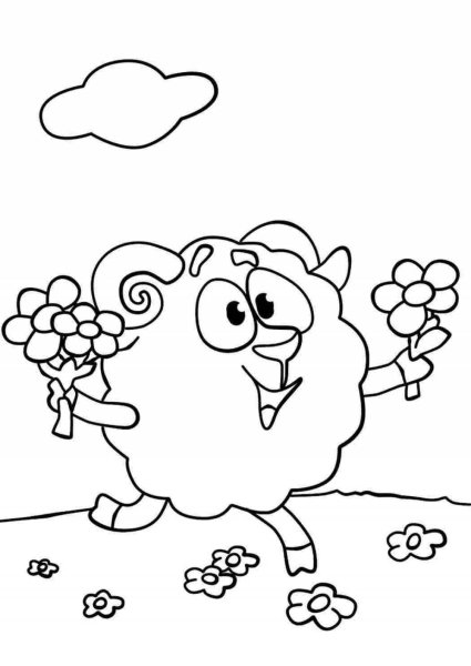 Раскраска Смешарики Бараш