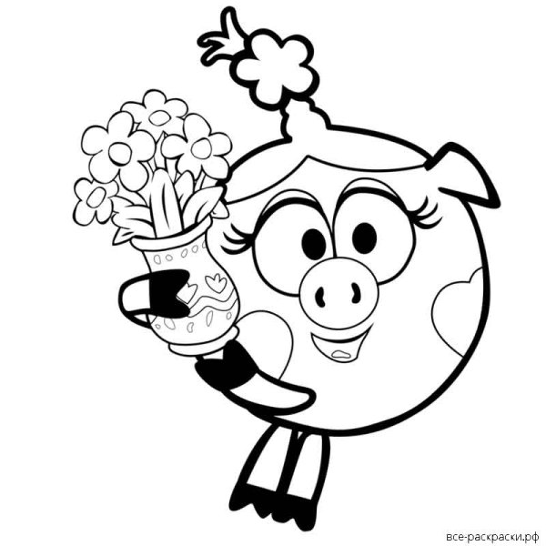 Нюша Смешарики раскраска