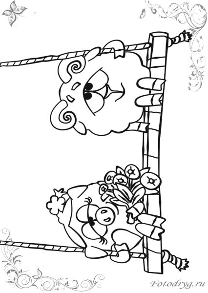 Раскраска Смешарики Нюша и Бараш