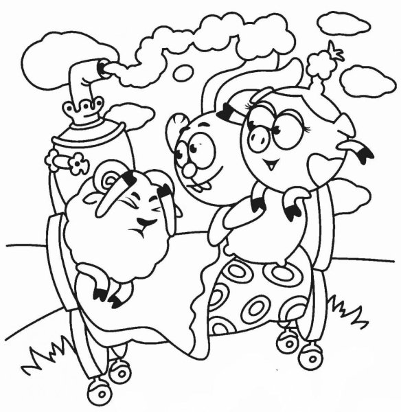 Крош Бараш и Нюша раскраска