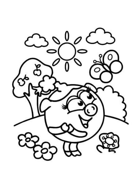 Нюша Смешарики раскраска