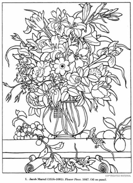 Раскраска по номерам цветы сложная