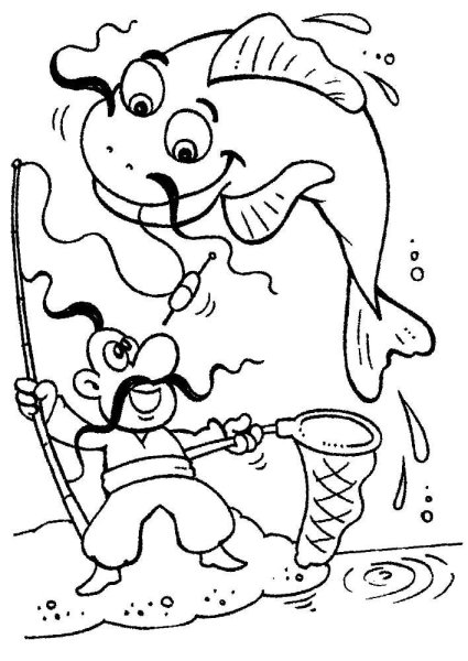 Рыбалка раскраска для детей