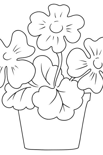 Цветок в горшке раскраска