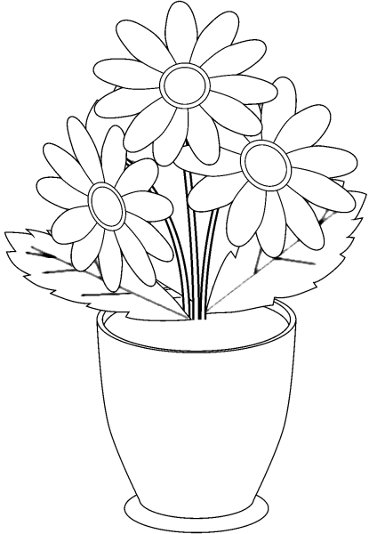 Раскраска цветы в вазе