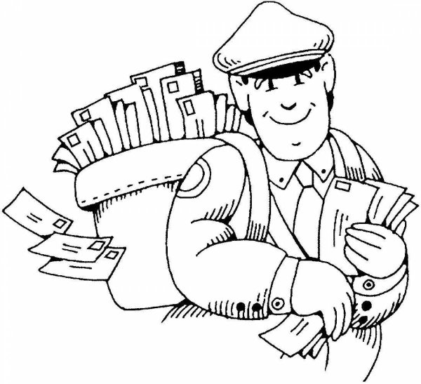 Почтальон раскраска для детей