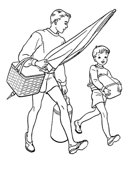 Раскраска отец и сын