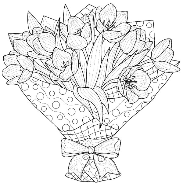 Раскраска букет цветов на день рождения