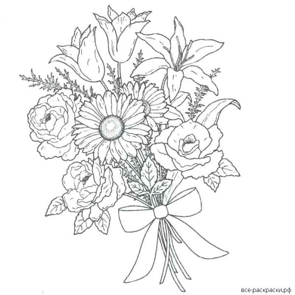 Раскраски для девочек цветы букеты