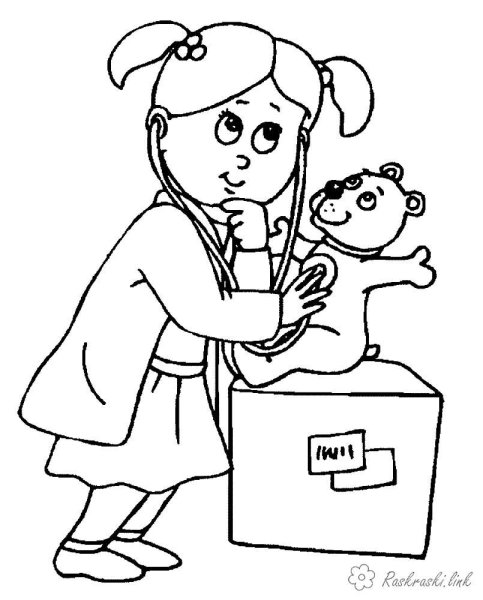 Врач раскраска для детей