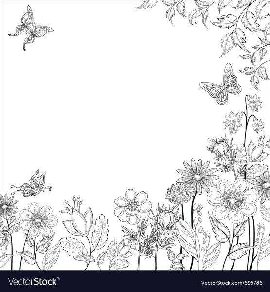 Рамка Весенняя черно белая