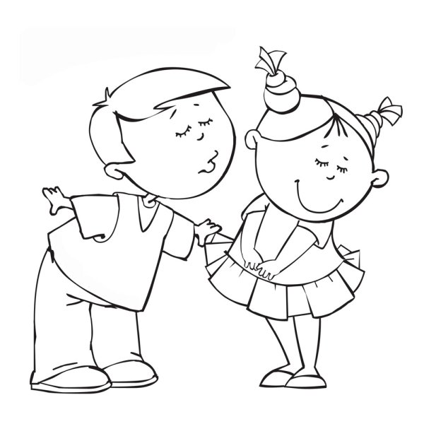 Картинка мальчик и девочка раскраска
